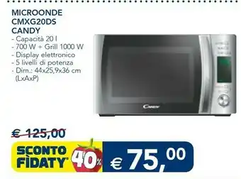 Esselunga Candy COOKinApp CMXG20DS Superficie Piana Microonde Combinato 20 L 700 W Argento offerta
