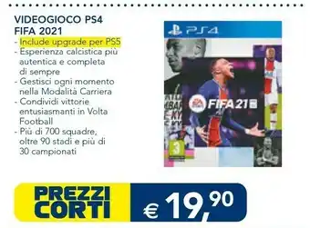 Esselunga Sony Videogioco Ps4 Fifa 2021 offerta