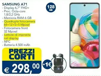 Esselunga Samsung Galaxy A71 17 Cm (6.7") 128 GB 4G USB Tipo-C Nero 4500 MAh offerta