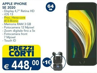 Esselunga TIM Apple IPhone SE 2020 11,9 Cm (4.7") 64 GB Dual SIM Ibrida 4G Nero IOS 13 offerta