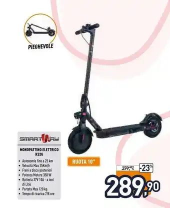 Unieuro Smartway Monopattino Elettrico KS2G offerta