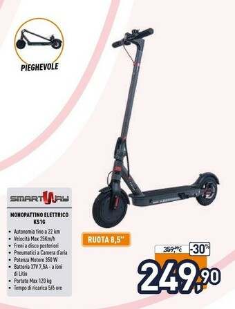 Unieuro Smartway Monopattino Elettrico KS1G offerta