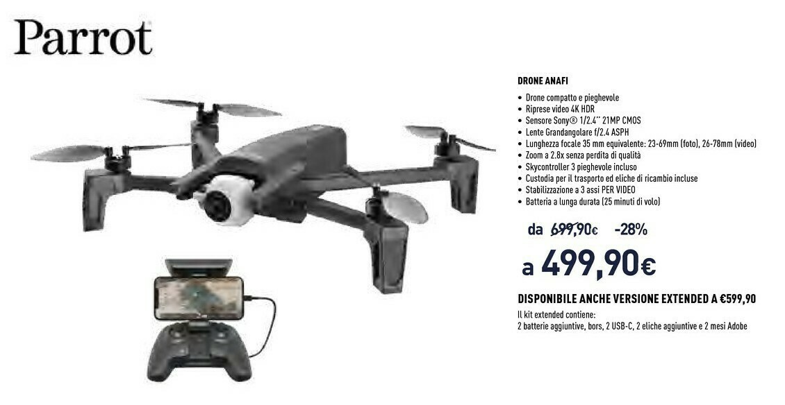 Parrot Drone Anafi offerta di Unieuro