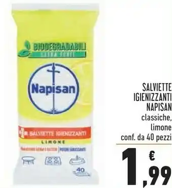 Conad Napisan Salviette Igienizzanti Classiche, Limone Conf Da 40 offerta