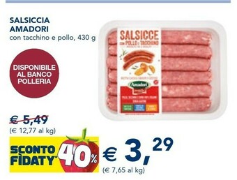Esselunga Amadori Salsicce Con Pollo E Tacchino 430 G(ml) offerta