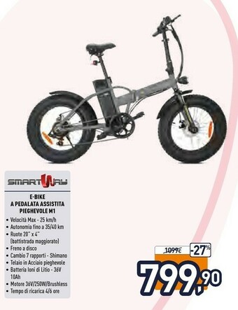 Unieuro Smartway M1 Nero Alluminio 20" Ioni Di Litio offerta