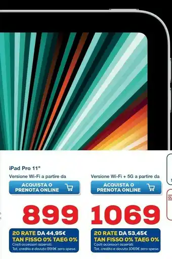 Euronics Apple Ipad Pro 11 WiFi + 5G offerta