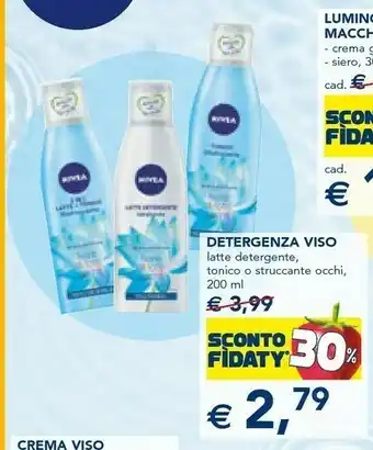 Esselunga Nivea Detergenza Viso Latte Detergente/ Tonico O Struccante Occhi offerta
