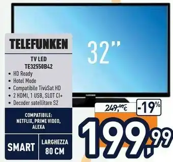 Unieuro Telefunken TE 32550 B40 Q2D 81,3 Cm (32") HD Smart TV Wi-Fi Nero offerta