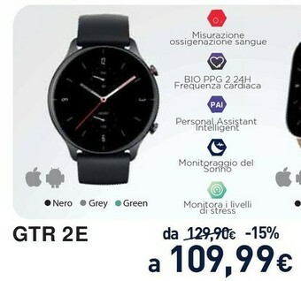 Unieuro Amazfit GTR 2e 3,53 Cm (1.39") 46 Mm AMOLED Nero GPS (satellitare) offerta