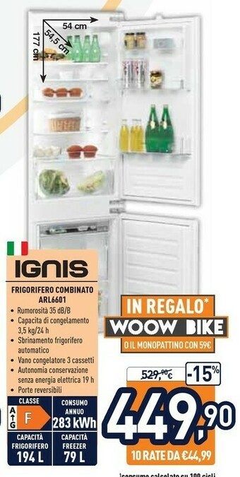 Unieuro Ignis ARL 6601 Frigorifero Con Congelatore Da Incasso 273 L F Bianco offerta