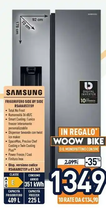 Unieuro Samsung Frigorifero Side By Side RS68A8531S9 offerta