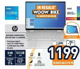 Unieuro HP Spectre X360 14-ea0003nl LPDDR4-SDRAM Ibrido (2 In 1) 34,3 Cm (13.5") 1920 X 1280 Pixel Touch Screen Intel® Core™ I5 Di Un offerta