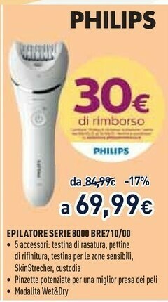 Unieuro Philips Epilatore Serie 8000 BRE710/00 offerta