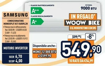 Unieuro Samsung Condizionatore Monosplit KIT FAR09LZN offerta