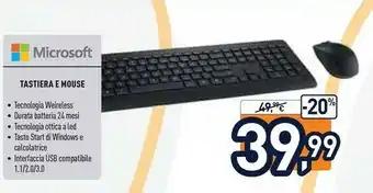 Unieuro Microsoft Tastiera E Mouse offerta