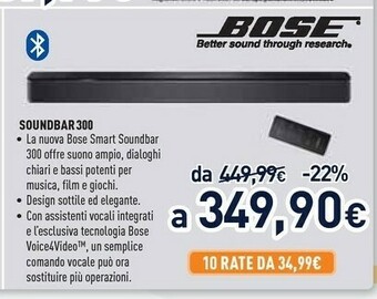 Unieuro Bose Smart Soundbar 300 Nero offerta