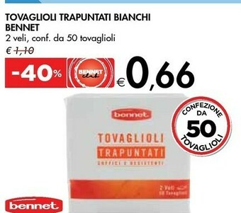 Bennet Bennet Tovaglioli Trapuntati Bianchi offerta