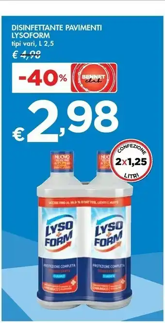 Bennet Lysoform Disinfettante Pavimenti 2,5 L offerta