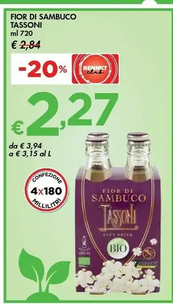 Bennet Tassoni Fior Di Sambuco Soft Drink 720 G(ml) offerta