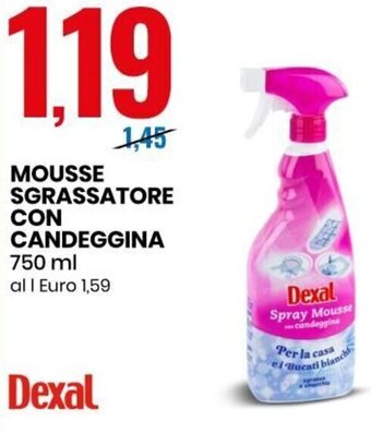 Eurospin Dexal Mousse Sgrassatore Con Candeggina 750 ml offerta