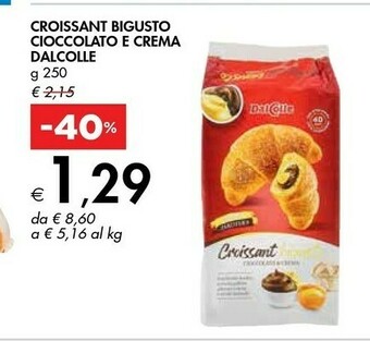 Bennet Dal colle Croissant Bigusto Cioccolato E Crema 250 G offerta