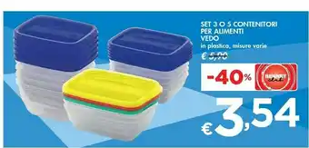 Bennet Vedo Set 3 O 5 Contenitori Pèr Alimenti In Plastica offerta