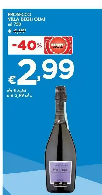 Bennet Villa Degli Olmi Prosecco 750 Ml offerta