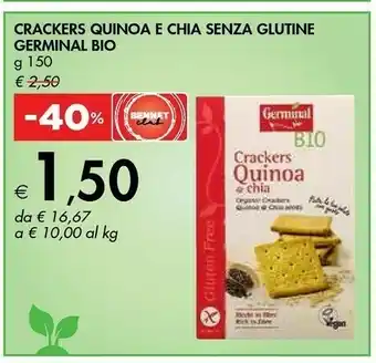 Bennet Germinal Crackers Quinoa E Chia Senza Glutine Bio 150 G offerta