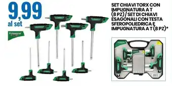 Eurospin Set Chiavi Torx Con Impugnatura A T (8 pz)/ Set Di Chiavi Esagonali Con Testa Sferopoliedrica E Impugnatura A T (8 pz) offerta