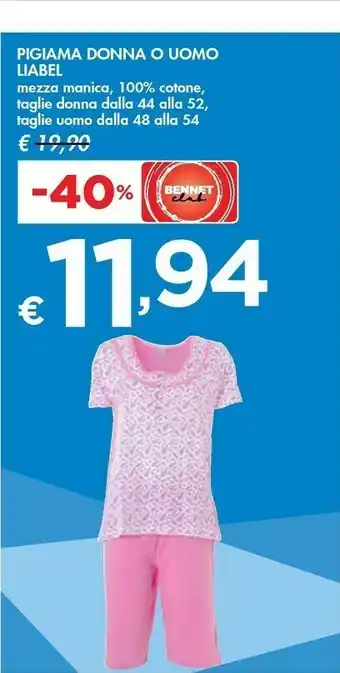 Bennet Liabel Pigiama Donna/ Uomo offerta