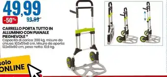 Eurospin Carrello Porta Tutto In Alluminio Con Pianale Pieghevole 122x61x60cm offerta