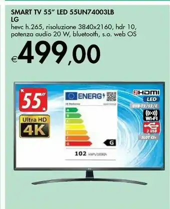 Bennet LG LG 55UN74003LB TV 139,7 cm (55") 4K Ultra HD Smart TV Wi-Fi Argento offerta