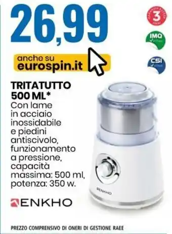 Eurospin Enkho Professional Tritatutto 500 ml offerta