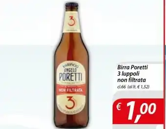 DiMeglio Birra Poretti 3 luppoli non filtrata 66 cl offerta