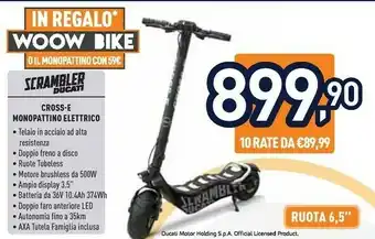 Unieuro Ducati Scrambler Cross-E 25 Km/h Nero, Giallo offerta