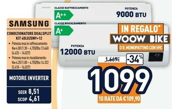 Unieuro Samsung Condizionatore Dualsplit Kit 40LUZON9+12 offerta