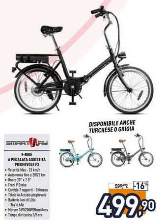 Unieuro Smartway E-bike A Pedalata Assistita Pieghevole F3 offerta