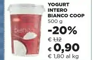 Coop Coop - Yogurt Intero Bianco Naturale 500 G(ml) offerta