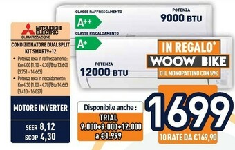Unieuro Mitsubishi Electric Condizionatore Dualsplit Kit Smart9+12 offerta