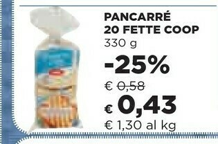 Coop Coop - Pancarrè 20 Fette 330 G(ml) offerta