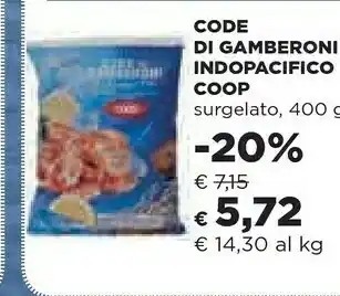 Coop Coop - Code Di Gamberoni Scottate E Surgelate 400 G(ml) offerta
