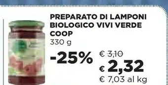 Coop Coop Preparato Di Lamponi Biologico Vivi Verde 330 G offerta