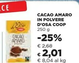 Coop Coop - Cacao Amaro In Polvere 250 G(ml) offerta