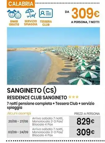 Eurospin Sangineto (CS) Residence Club Sangineto offerta