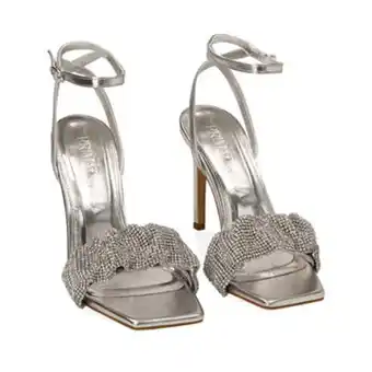Sandali argento con strass, tacco 10,5 cm