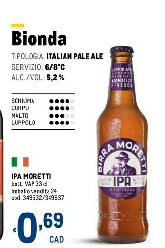 Metro Moretti Birra offerta