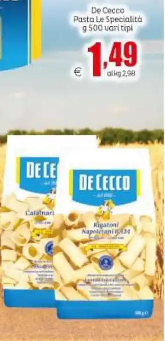 Elite De Cecco Pasta Le Specialità 500 g vari tipi offerta