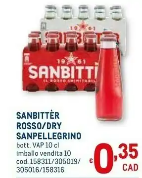 Metro Sanbitter Bitter offerta