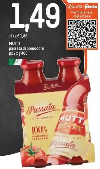 Famila Mutti Passata di pomodoro 2 pz x 400 g offerta